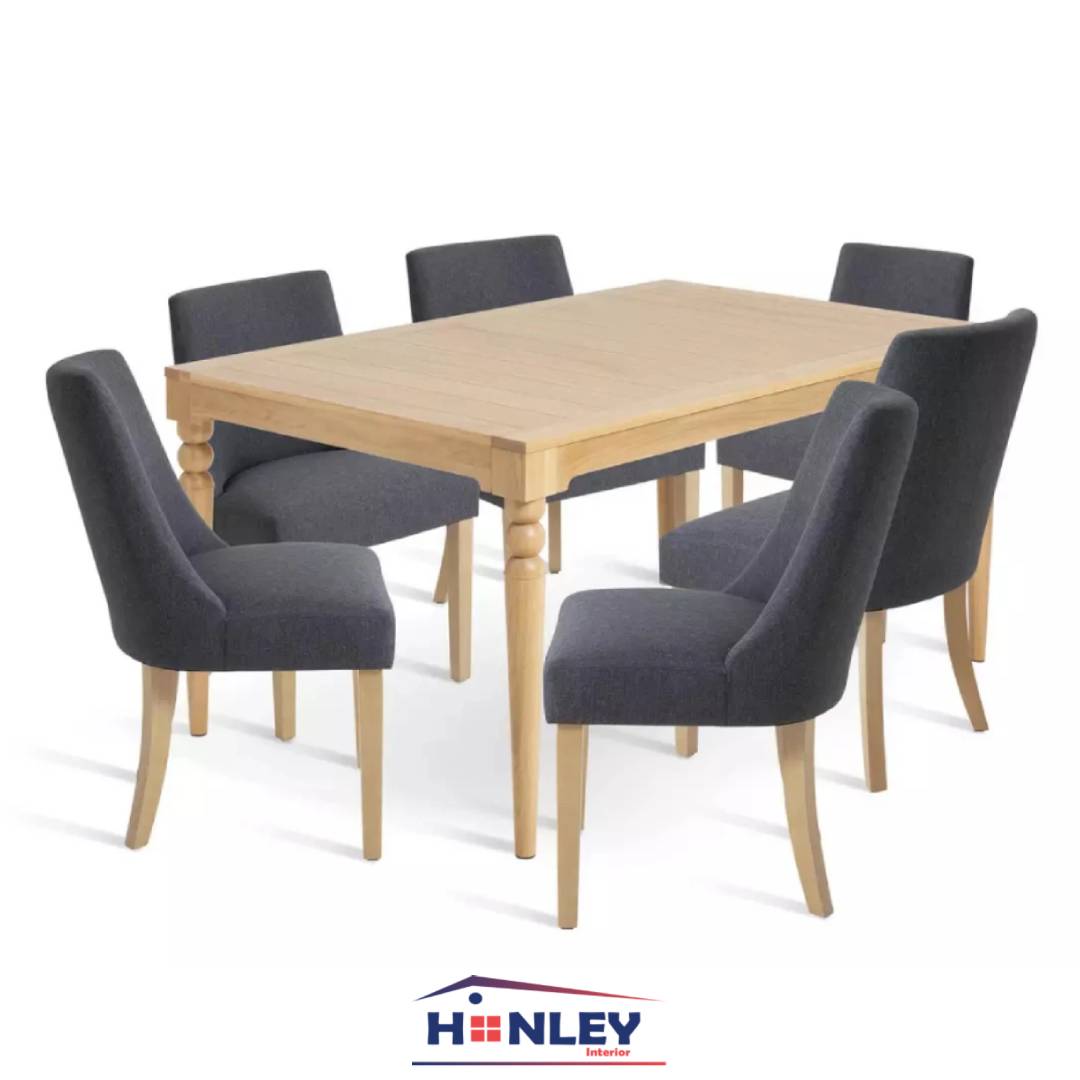 Oak Brown & Grey Mid Century Style Dining Table Set