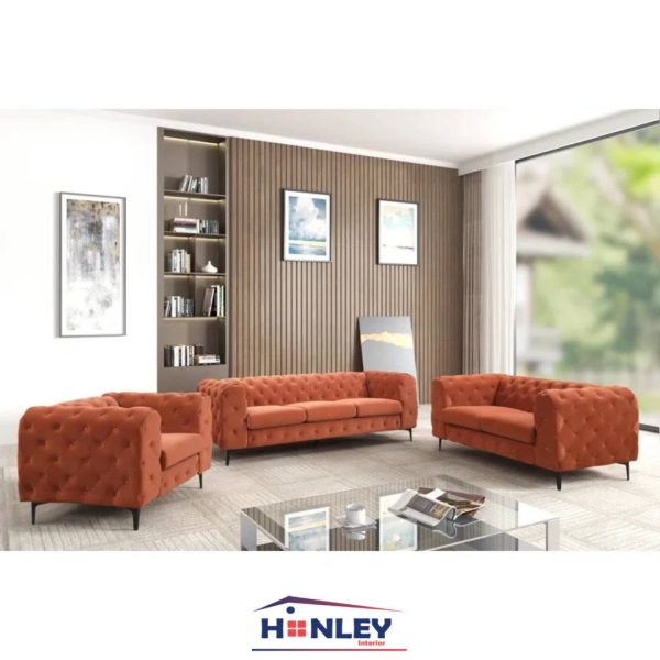 Orange Three piece Modern Sofa Set