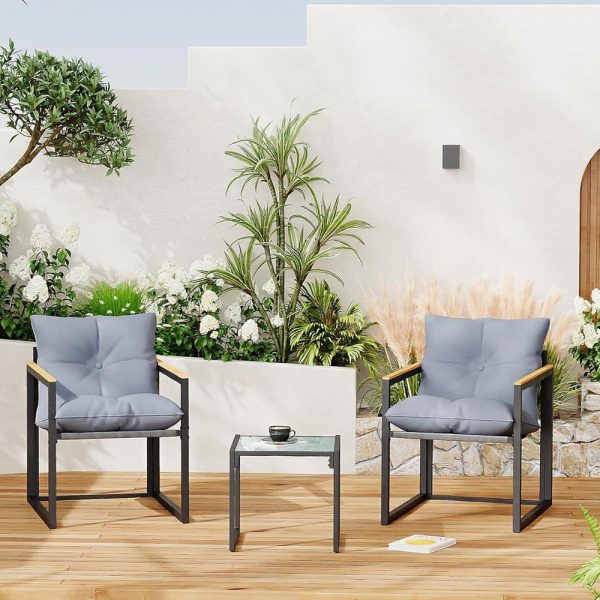 Piece Bistro Set Outdoor, Balcony Furniture for Apartment, Small Patio Furniture Set for 2 with Outdoor Chairs & Table, Perfect for Porch, Balcony, Deck