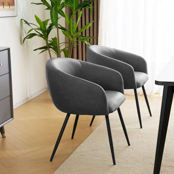 Modern Faux Leather Barrel Dining Chairs