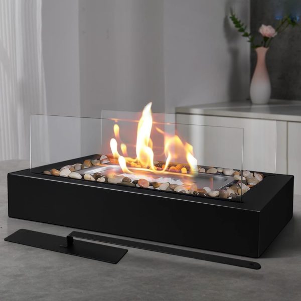 Metal Table Fire - US Patent Design - Safer Burning with Gel Fuel, Tabletop Flame with Stones Decorated, Warm Decoration for Friday Nights, Premium Gift for Parties & Weddings