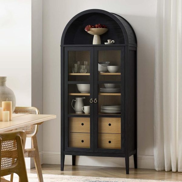 Storage Display Cabinet, Black Oak