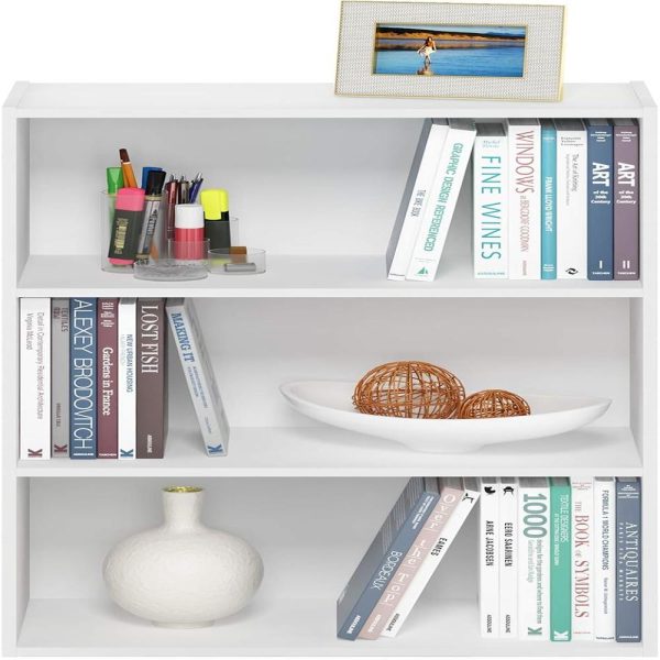 3-Tier Open Shelf Bookcase, Plain White
