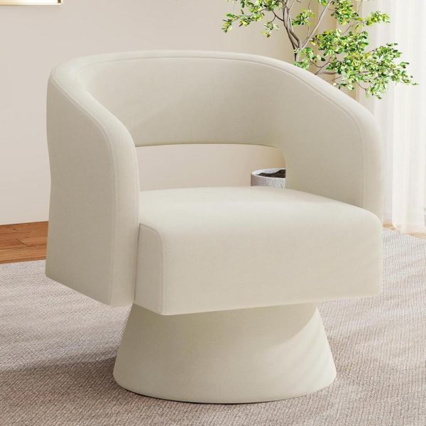 Accent Chair, Modern Comfy Chenille Barrel Chairs, Oversized Upholstered Round Arm Chair for Living Room
