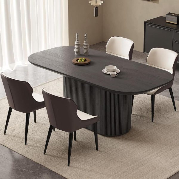 Extra Large Oval Dining Table,with Wave Legs, Stable Frame, Heavy Duty for 4-8 People, Modern Dining Room Kitchen Table,Dark Grey