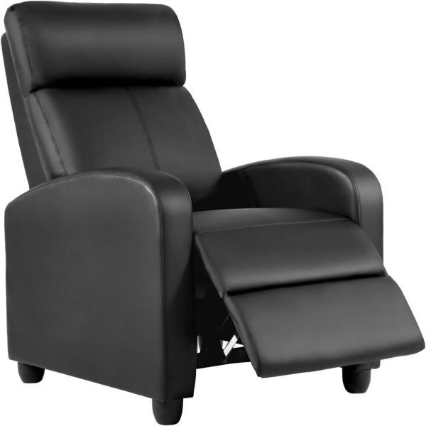 Recliner Chair for Living Room Home Theater Seating Single Reclining Sofa Lounge with Padded Seat Backrest (Black)