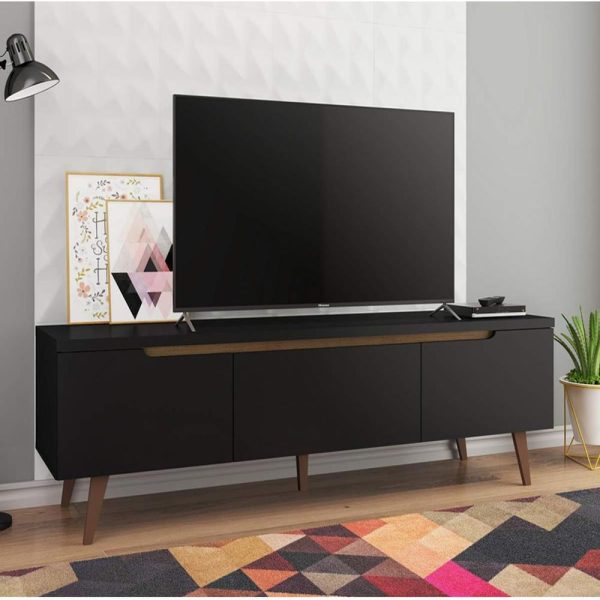 TV Stand with 2 Doors 1 Drawer-Black