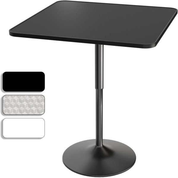 Modern Bar Table Square Top Height Adjustable, Tall Bistro Pub Cocktail Table Height Top and Sturdy Base, Suitable for Home Kitchen Pub Restaurant Outdoor, Black